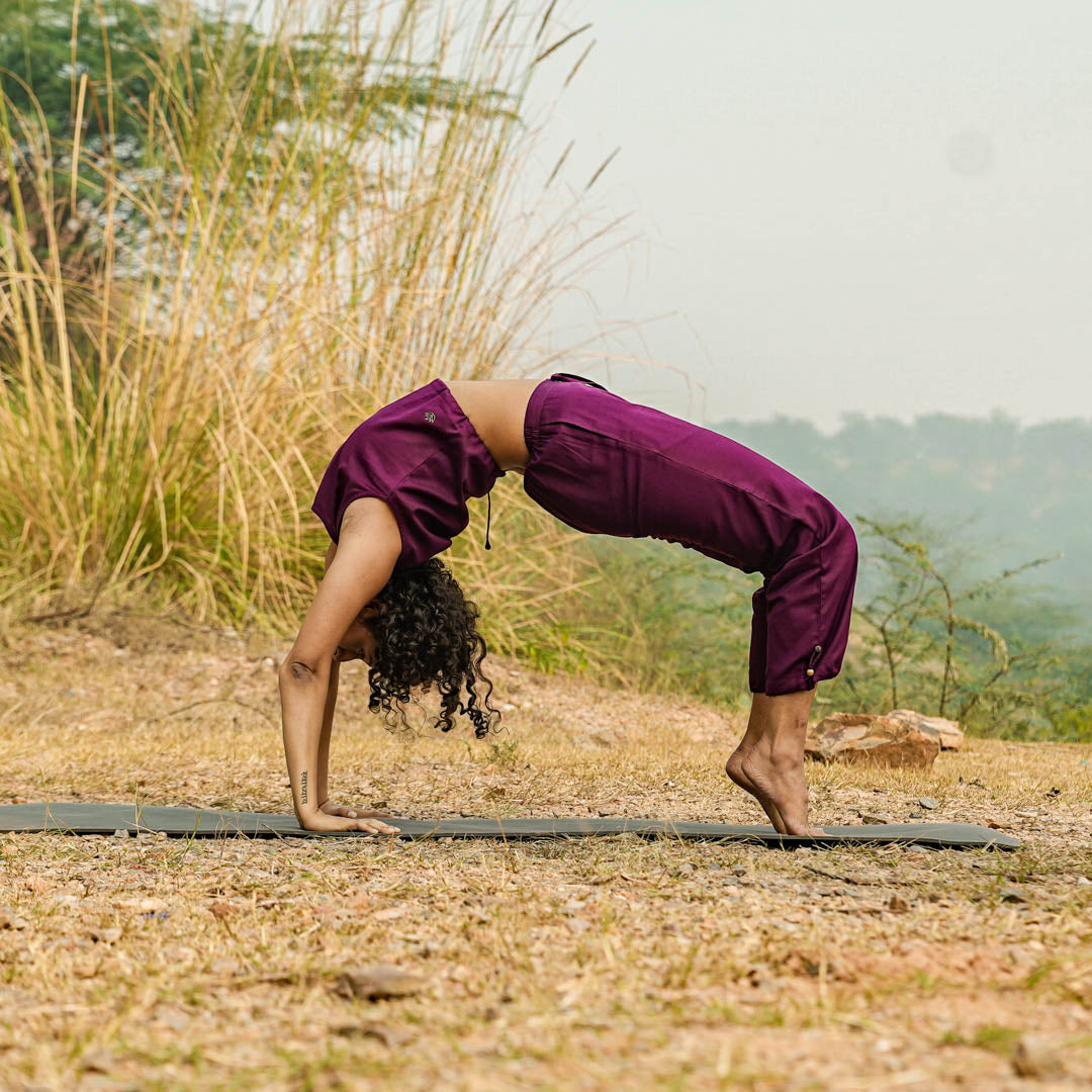 Women Cotton Yoga Pants and Yoga Top Set Purple -Ananda