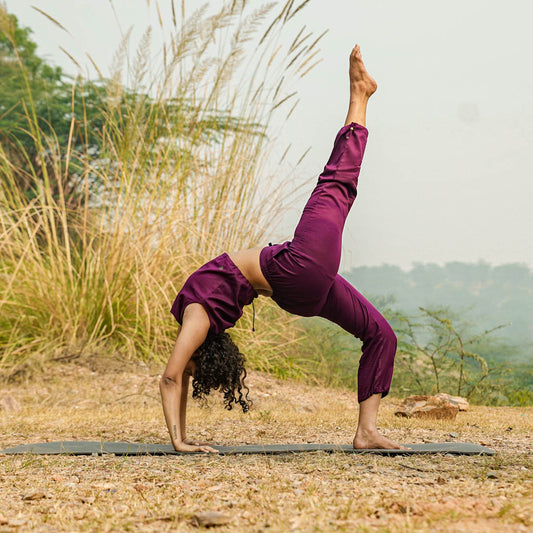 Women Cotton Yoga Pants Purple -Ananda