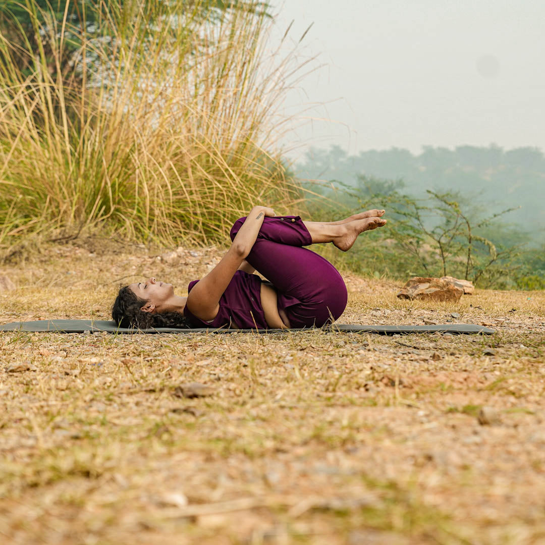 Women Cotton Yoga Pants Purple -Ananda