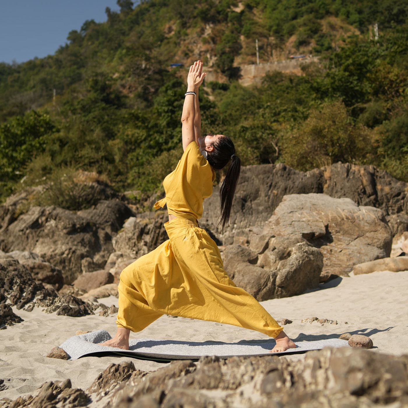 Women Zero Waste Cotton Yoga Pants Yellow -Shwet — view 10