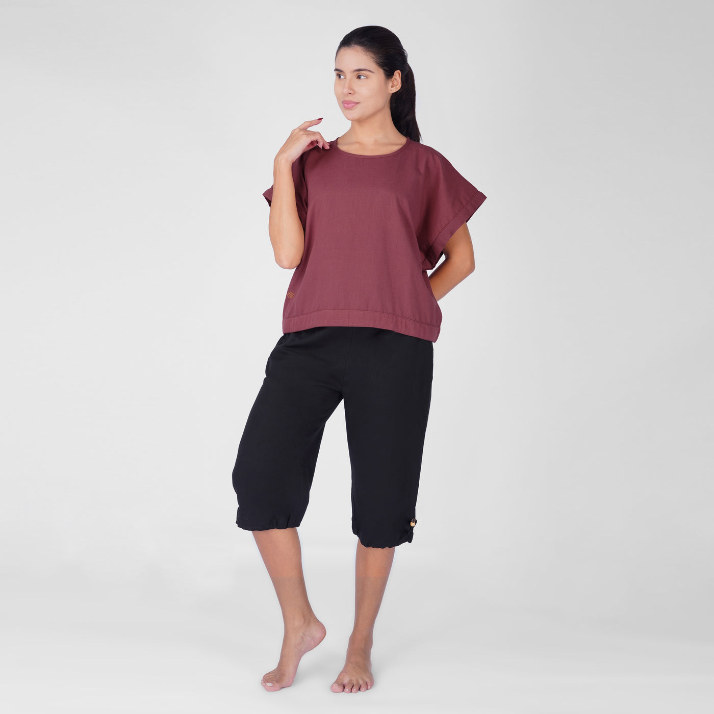 Saral Yoga Top 100% Cotton Sleeveless Top with Open Back for Cover Up - In Rose Pink — view 2
