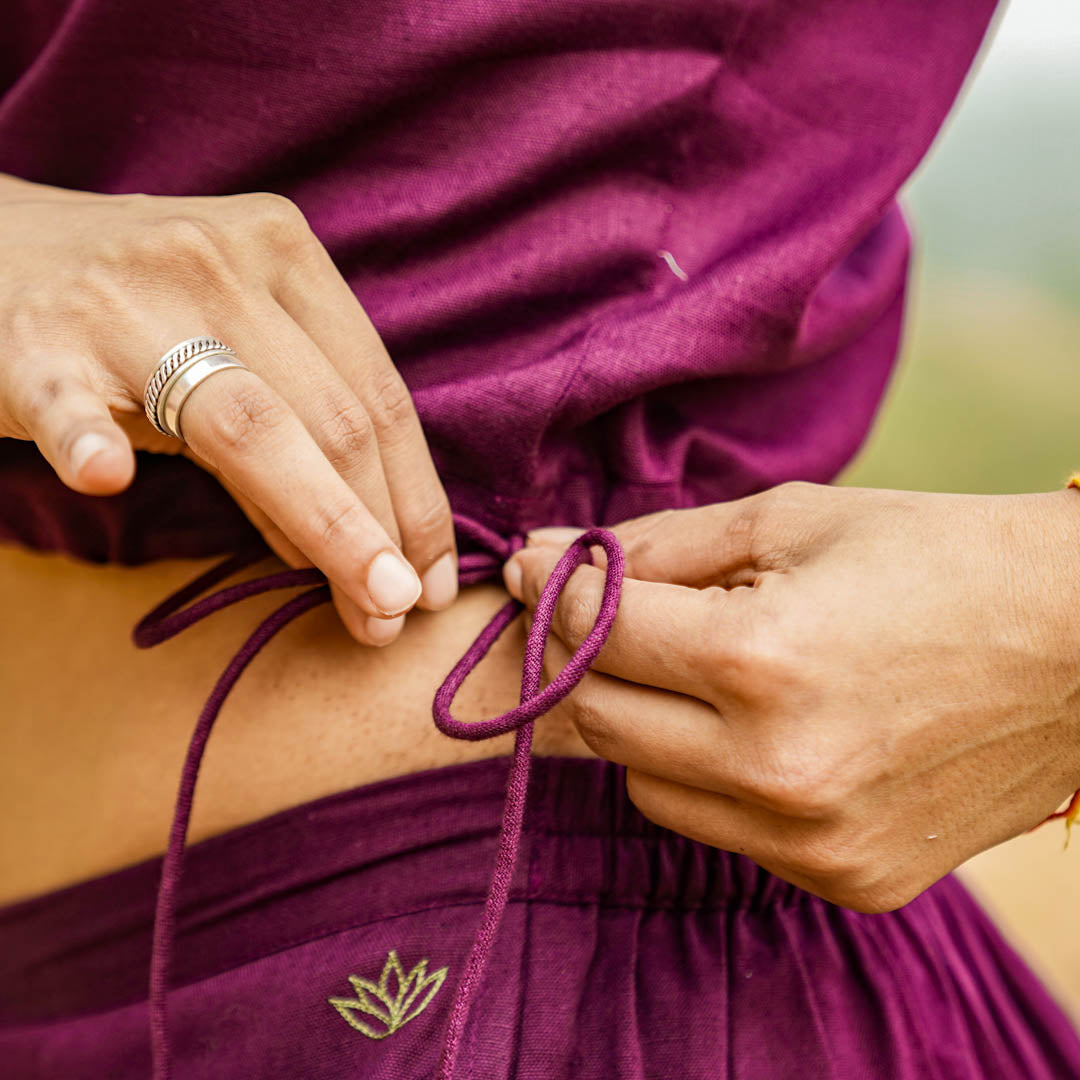 Women Cotton Yoga Pants and Yoga Top Set Purple -Ananda