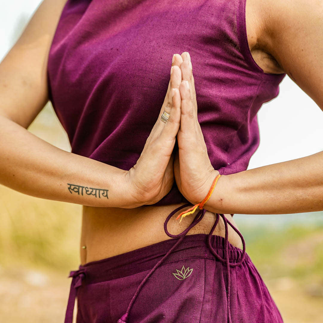 Women Cotton Yoga Pants and Yoga Top Set Purple -Ananda