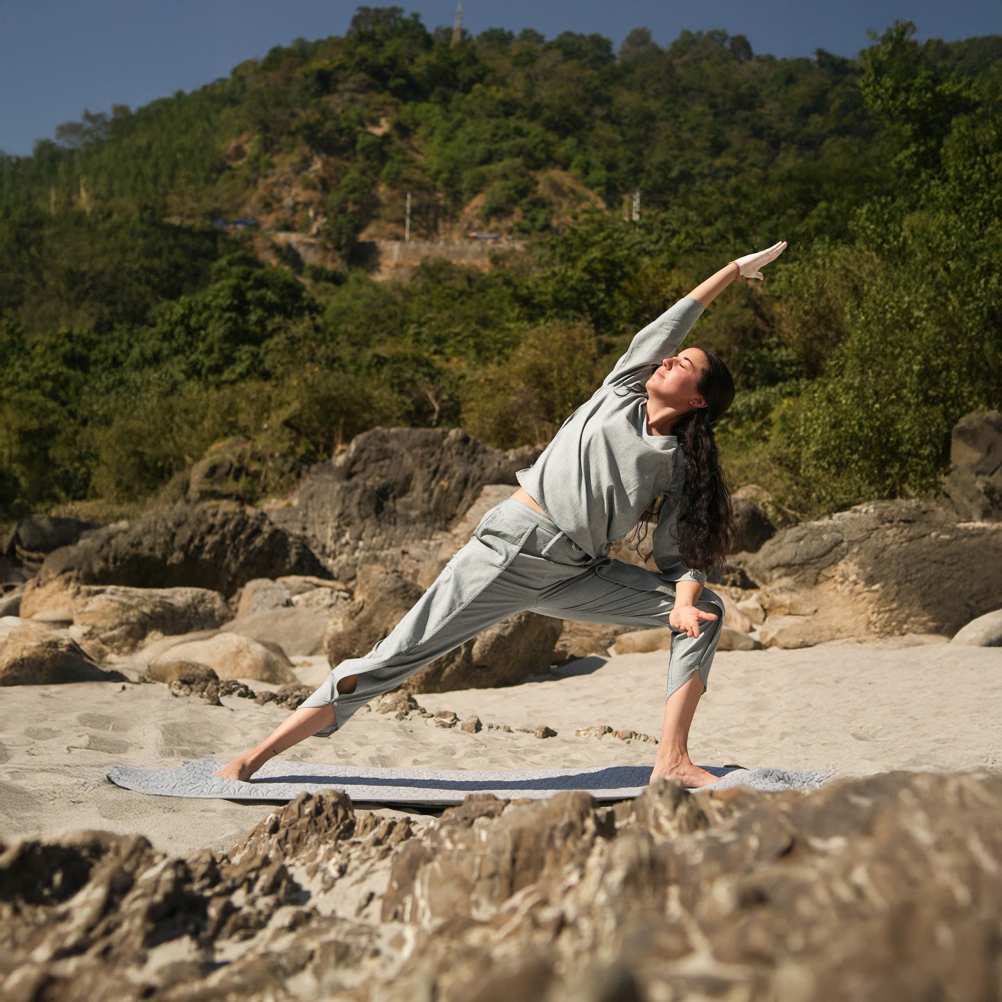 Women Cotton Yoga Top Women Grey -Surya