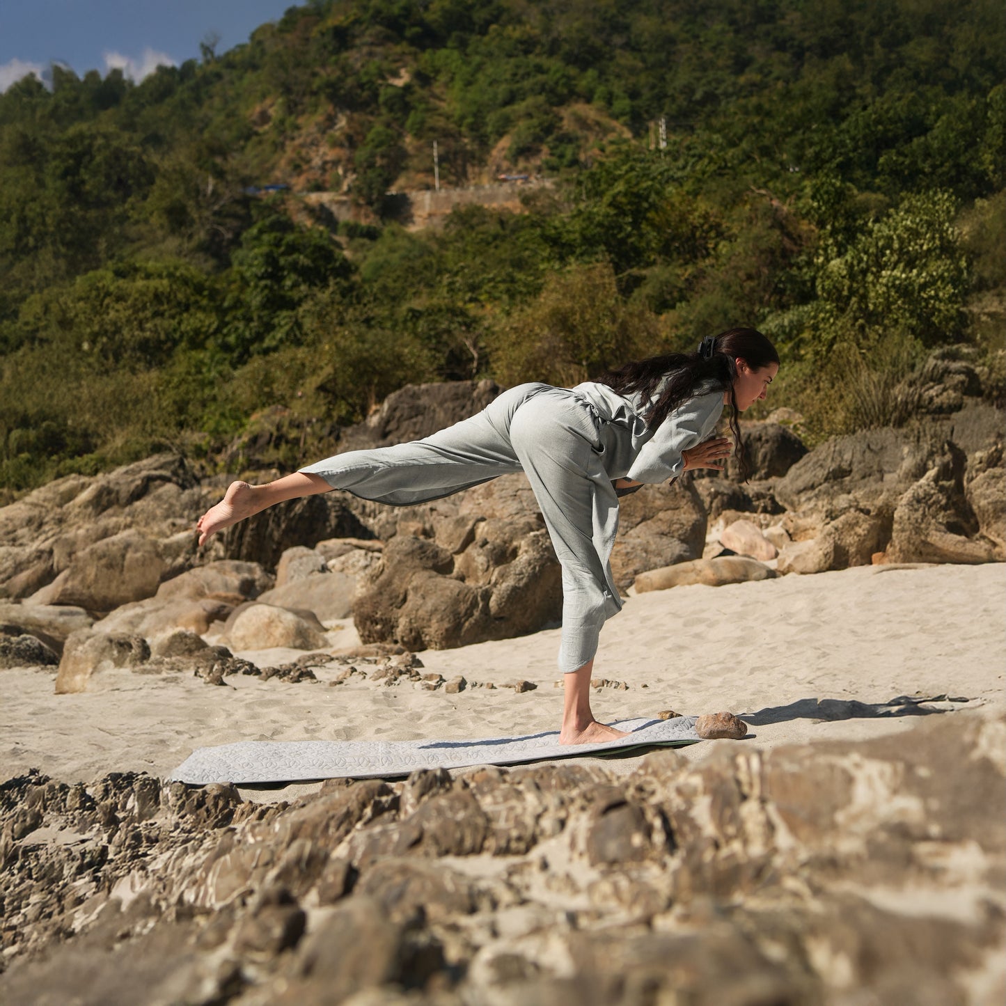 Women Cotton Dhoti Yoga Pants Grey -Surya