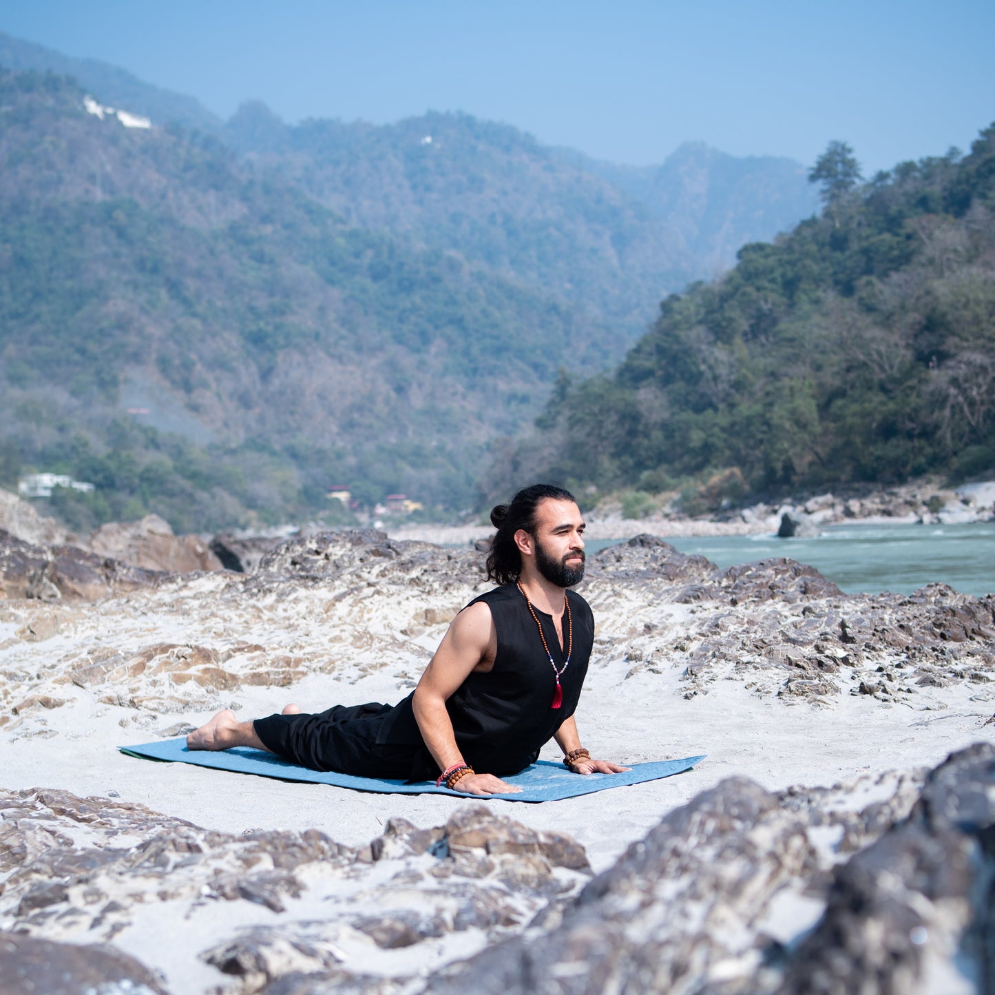 Men Cotton Yoga Pants Black -Rajas