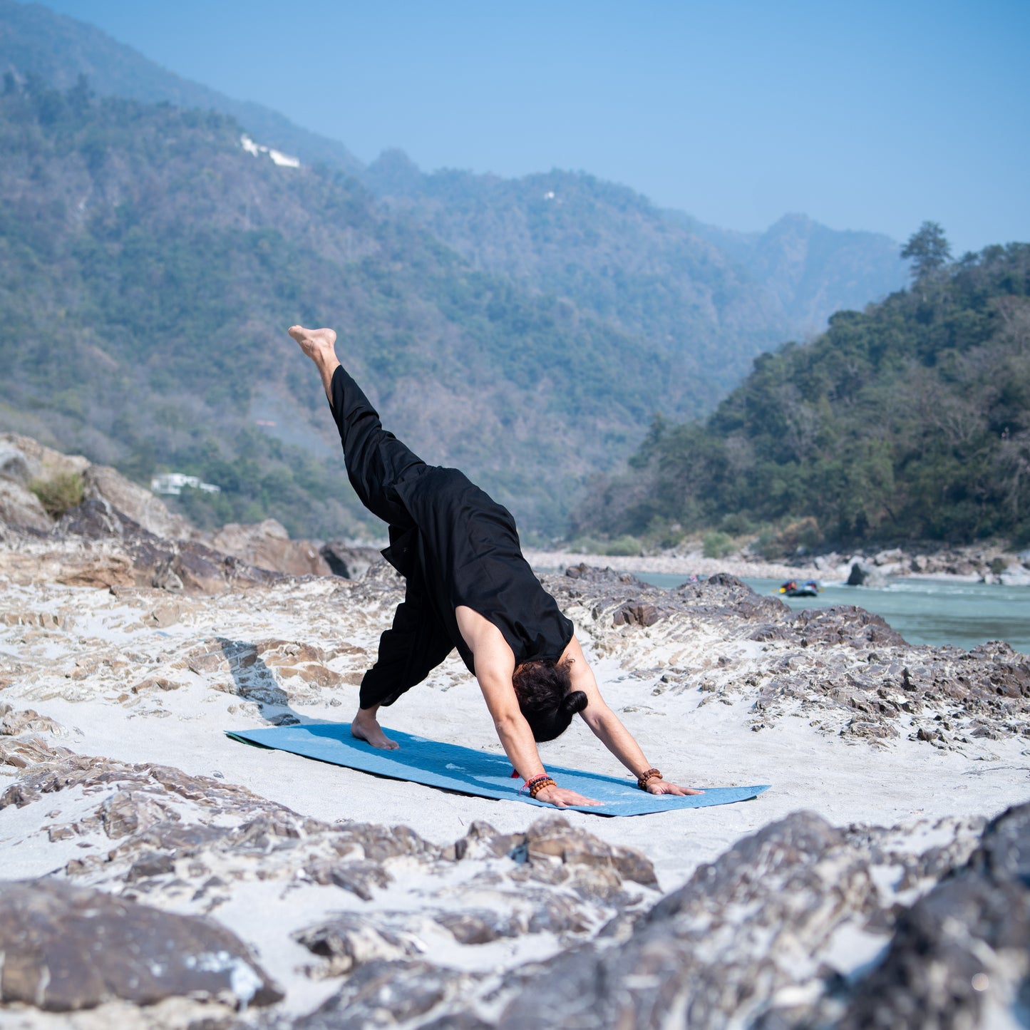 Men Cotton Yoga Pants Black -Rajas