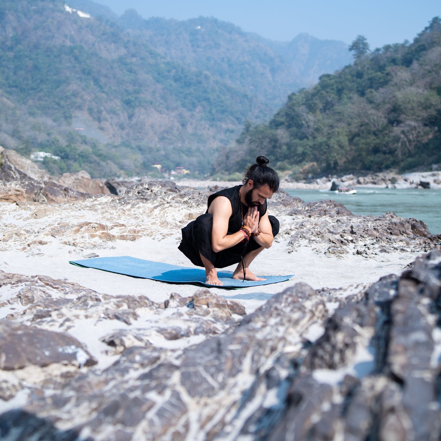 Men Cotton Yoga Top Black -Rajas