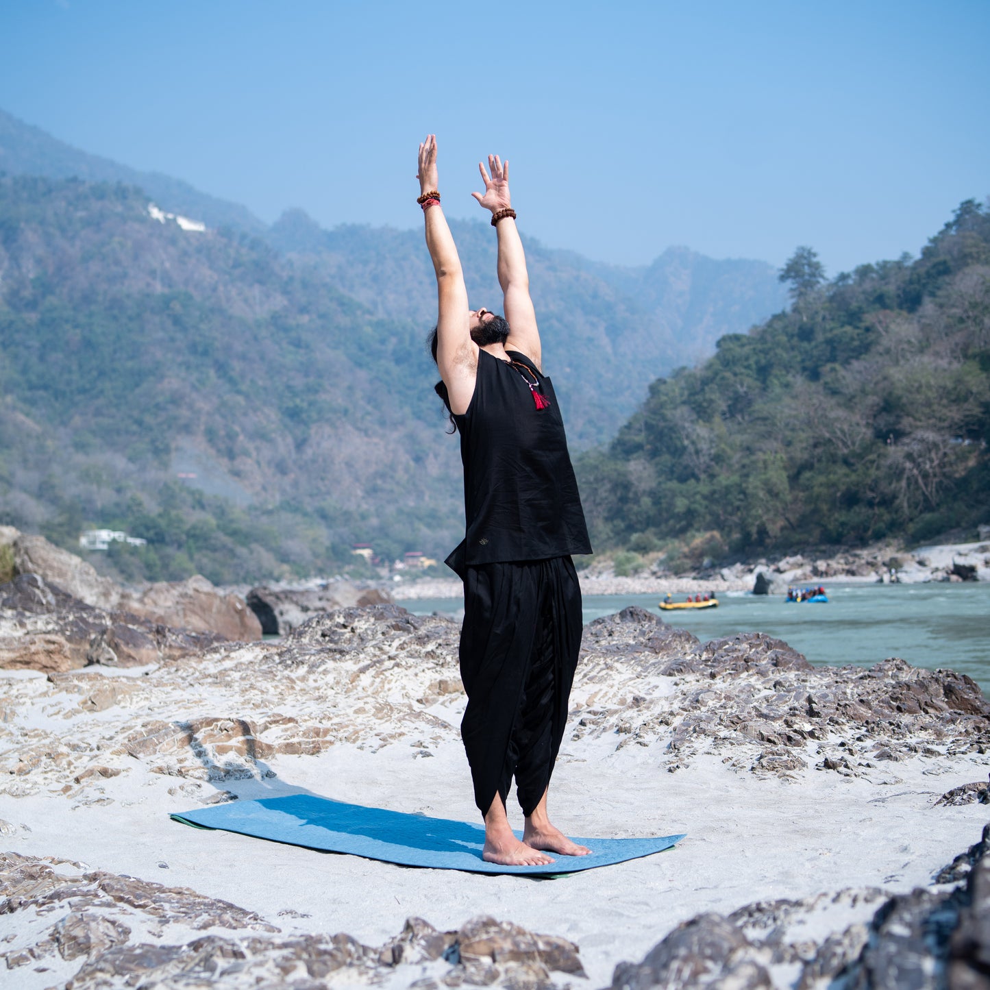 Men Cotton Yoga Top Black -Rajas
