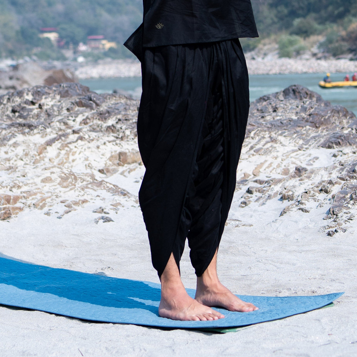 Men Cotton Yoga Pants Black -Rajas — view 1