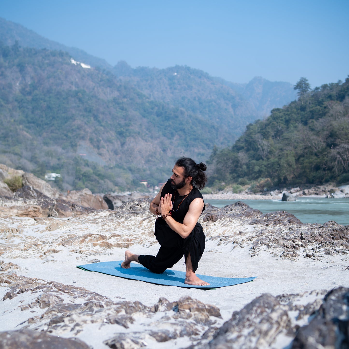 Men Cotton Yoga Pants Black -Rajas
