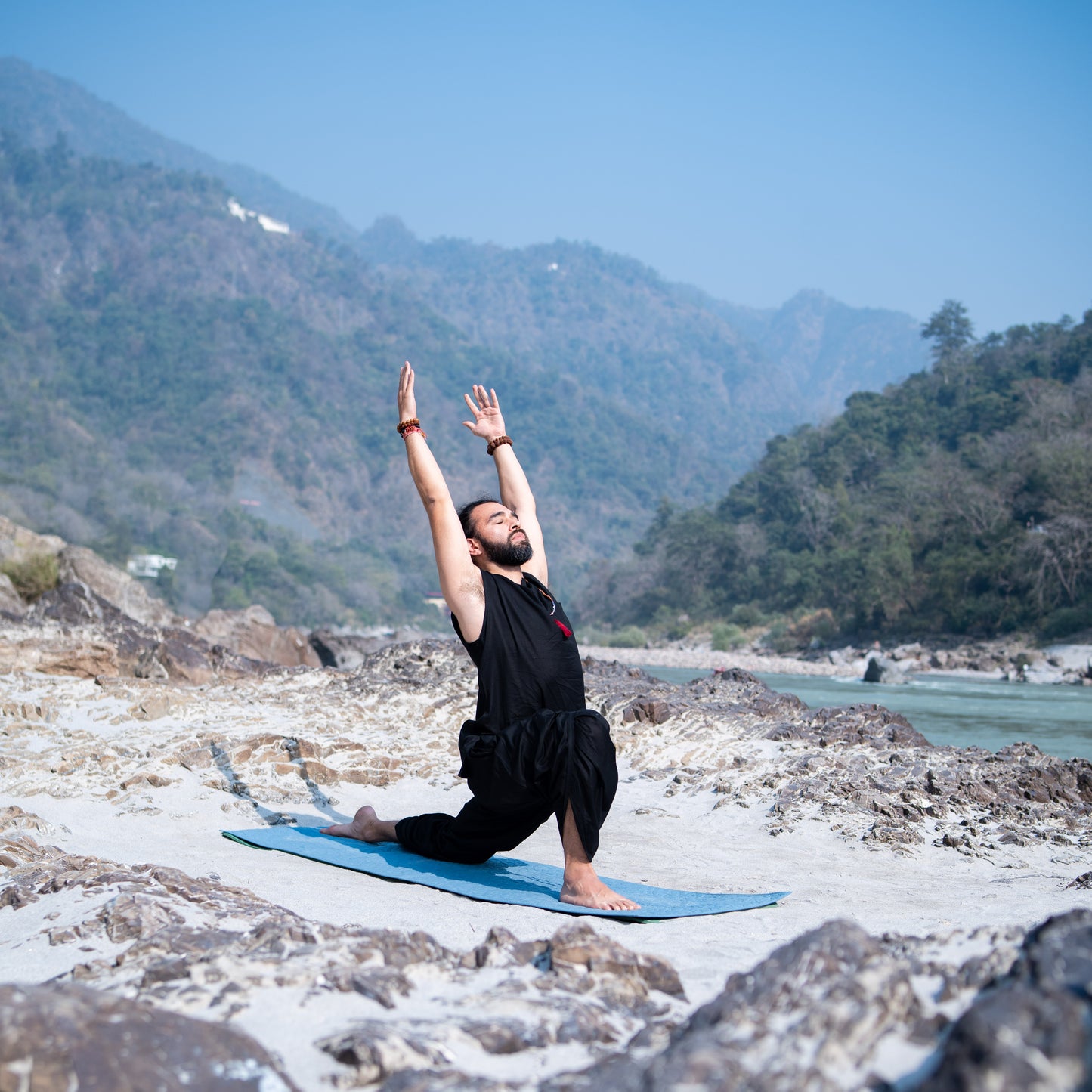 Men Cotton Yoga Pants Black -Rajas