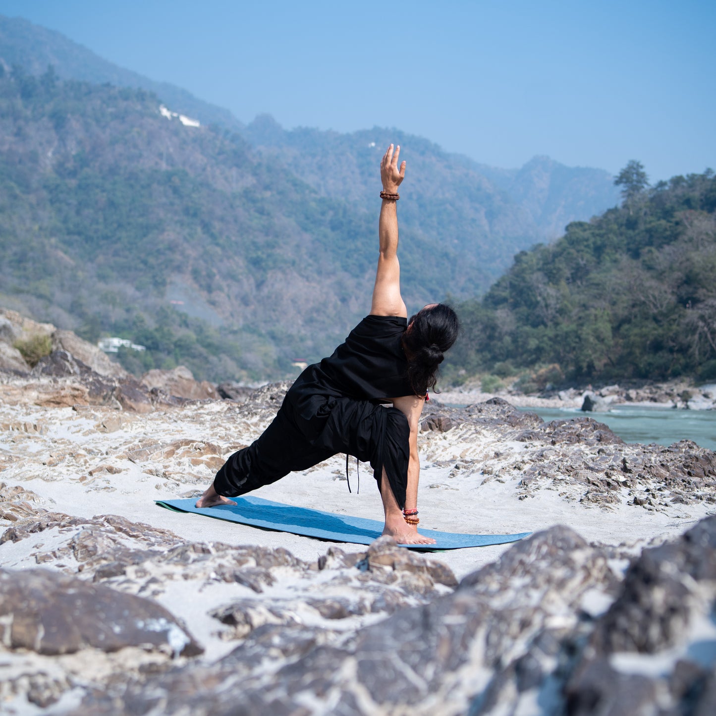 Men Cotton Yoga Pants Black -Rajas