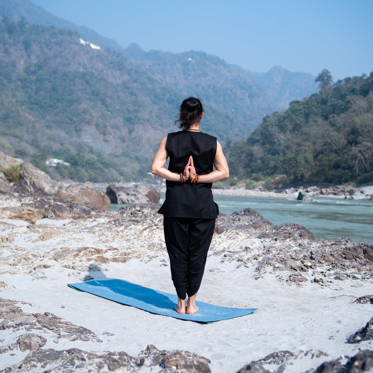 Men Cotton Yoga Pants Black -Rajas