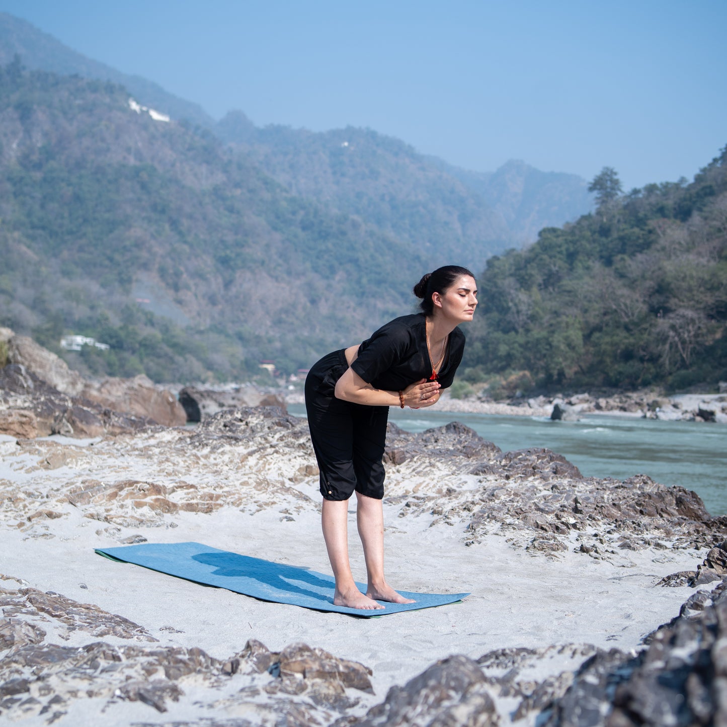 Women Cotton Yoga Pants Black -Apas