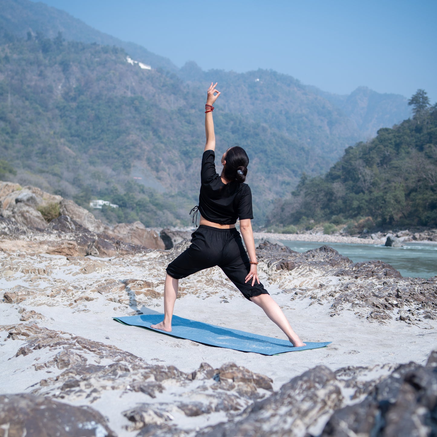 Women Cotton Yoga Pants Black -Apas