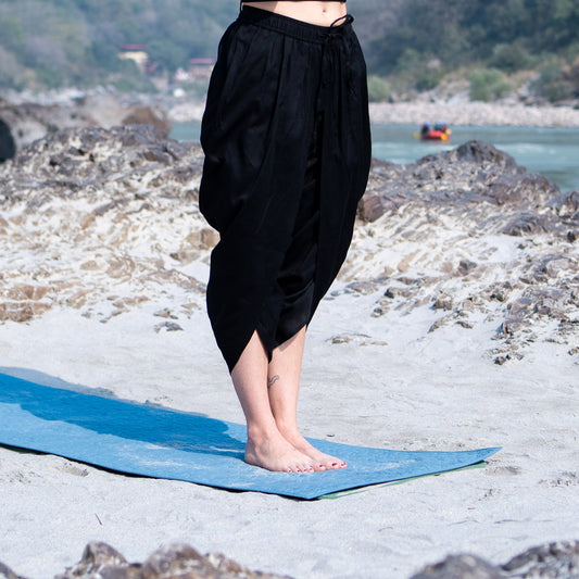 Women Cotton Yoga Pants Black -Akasha |AKISO