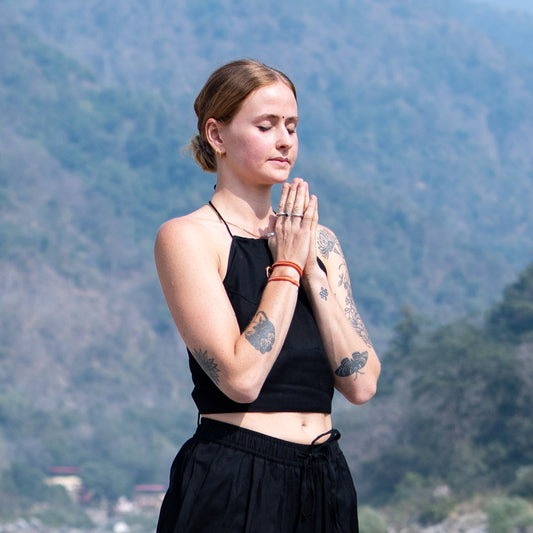 Women Cotton Yoga Top Black -Akasha