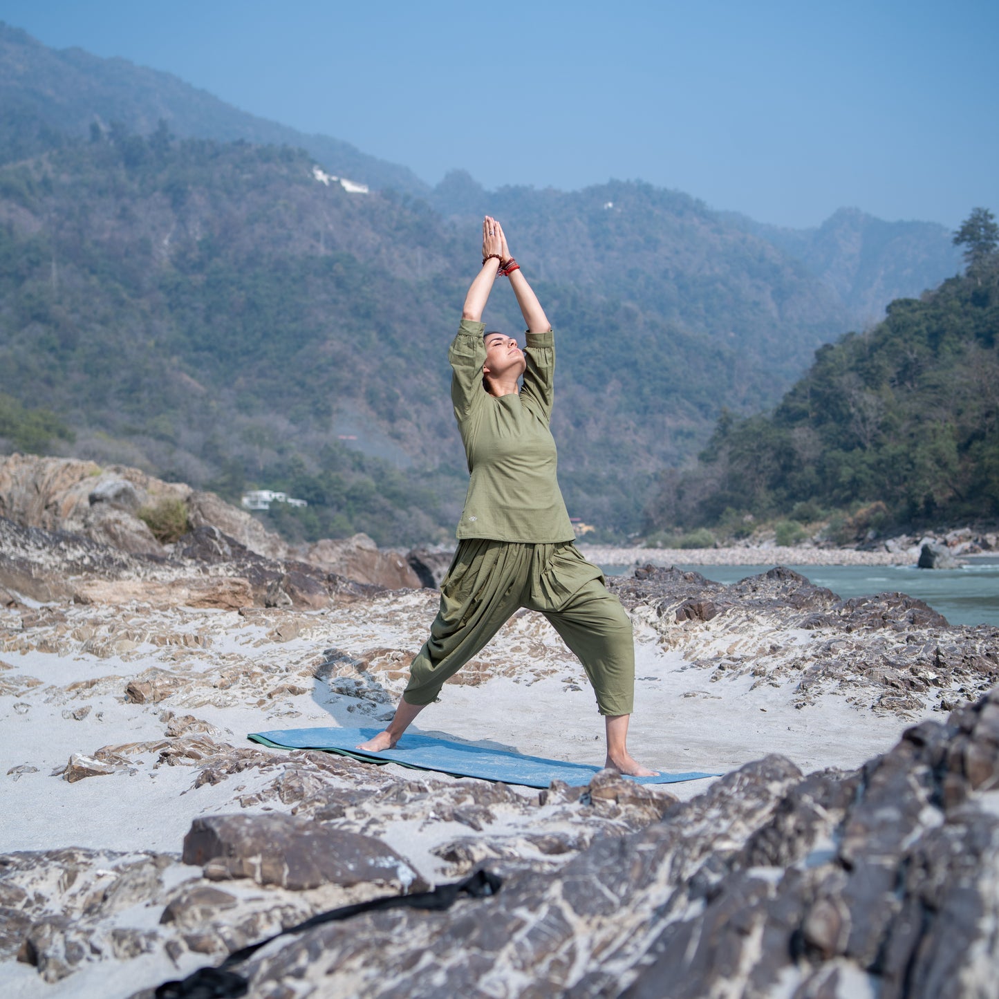 Women Cotton Yoga Pants and Yoga Top Set Green -Buddhi