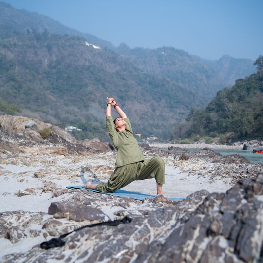 Women Cotton Yoga Pants Green -Buddhi