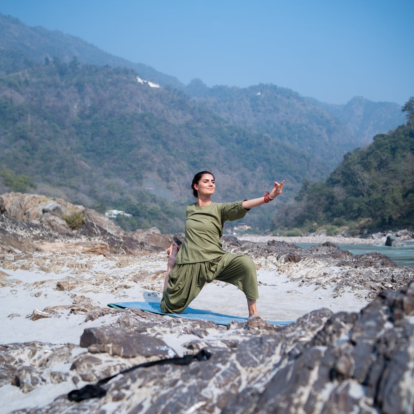 Women Cotton Yoga Pants and Yoga Top Set Green -Buddhi