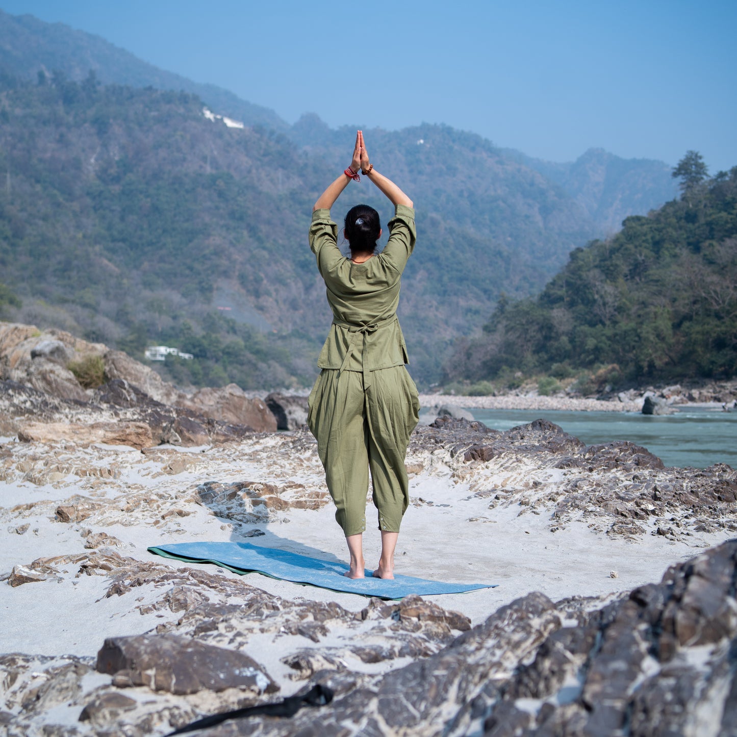 Women Cotton Yoga Pants and Yoga Top Set Green -Buddhi