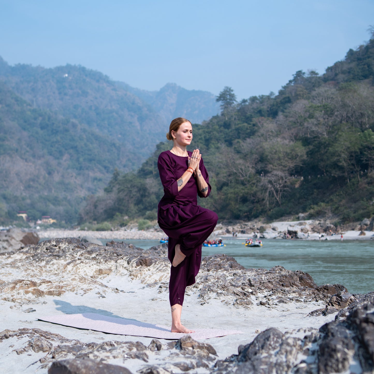 Women Cotton Yoga Top Purple -Buddhi
