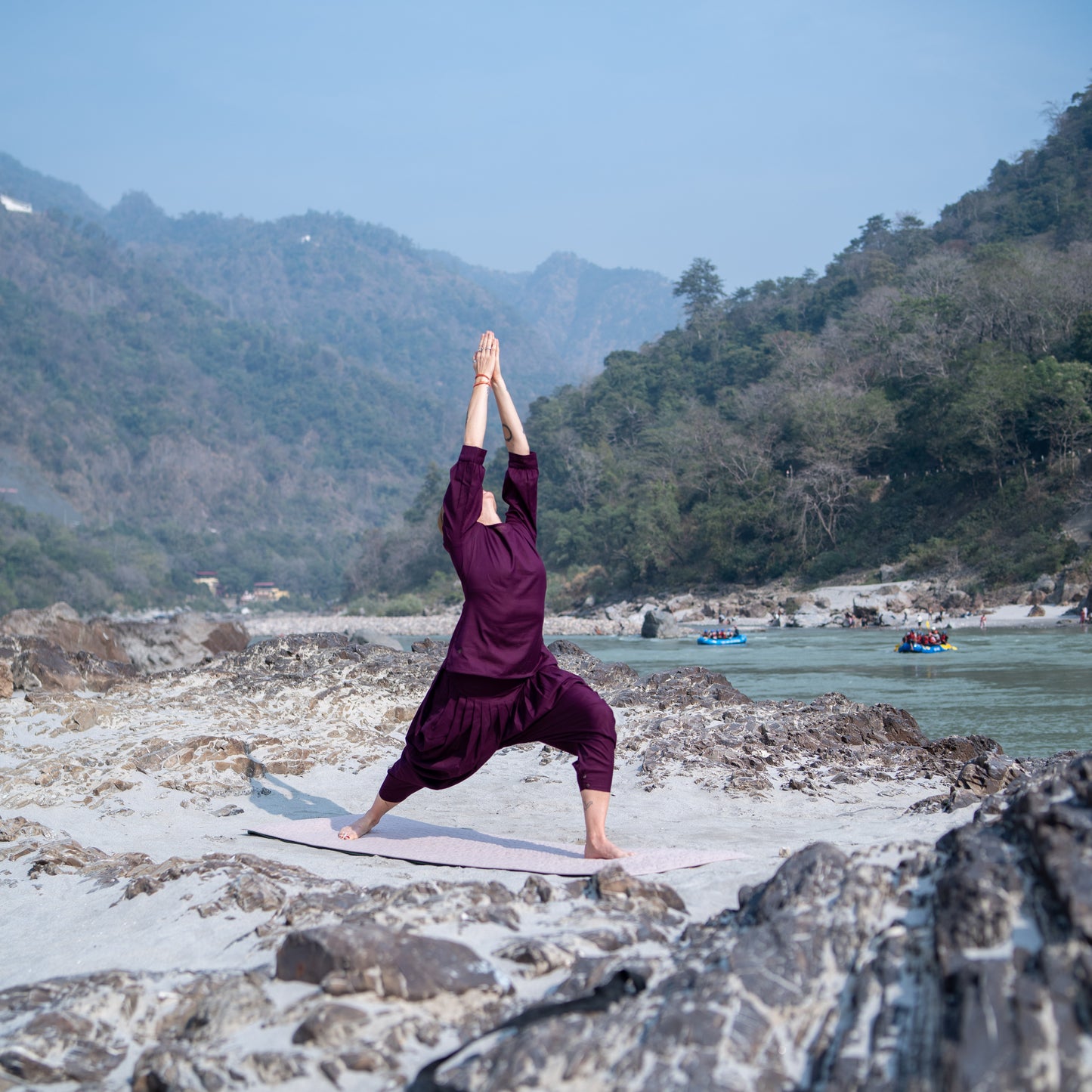 Women Cotton Yoga Pants and Yoga Top Set Purple -Buddhi
