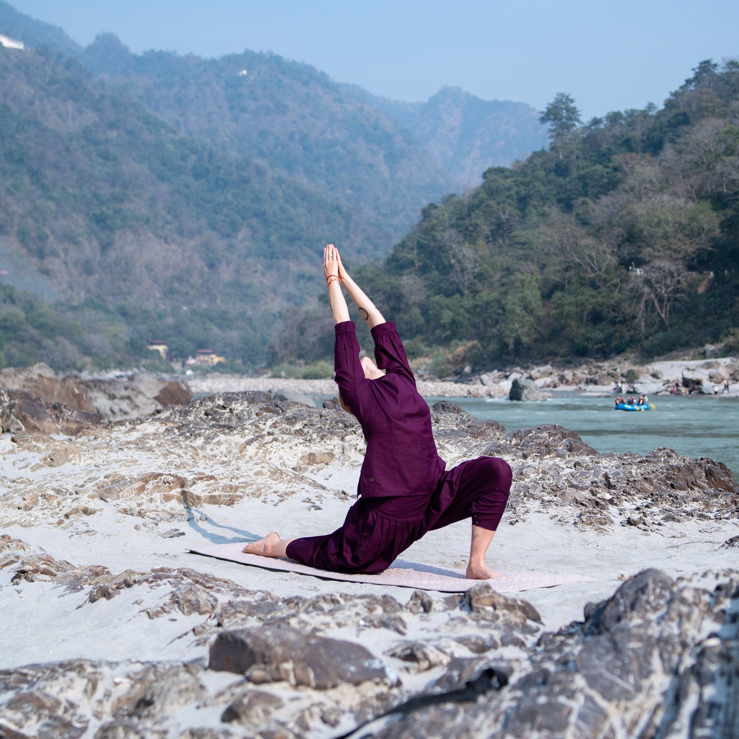 Women Cotton Yoga Pants and Yoga Top Set Purple -Buddhi