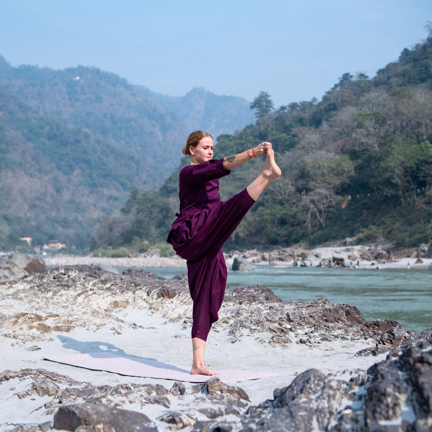 Women Cotton Yoga Pants Purple - Buddhi