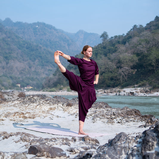 Women Cotton Yoga Pants Purple - Buddhi