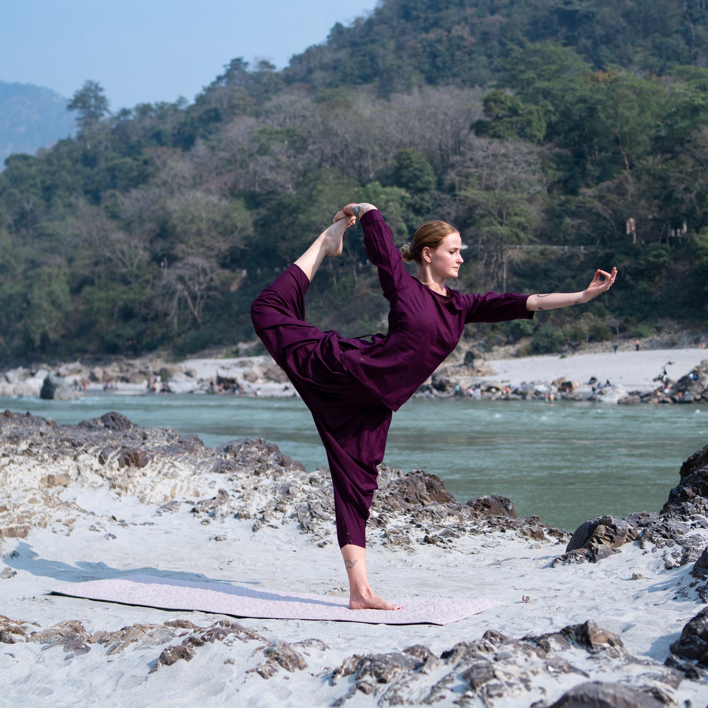 Women Cotton Yoga Pants Purple - Buddhi