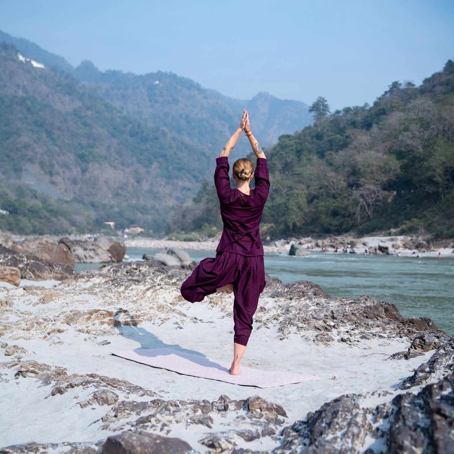 Women Cotton Yoga Top Purple -Buddhi