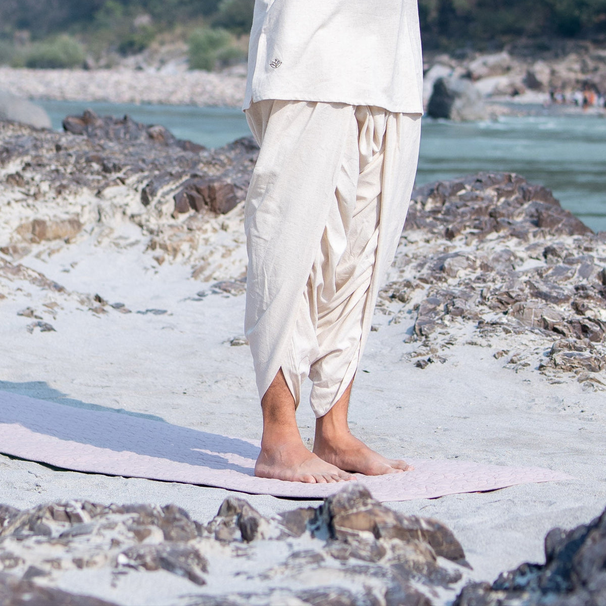 Men Cotton Yoga Pants White -Rajas — view 5