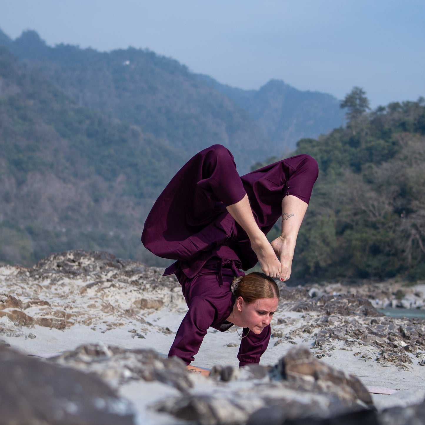 Women Cotton Yoga Pants Purple - Buddhi