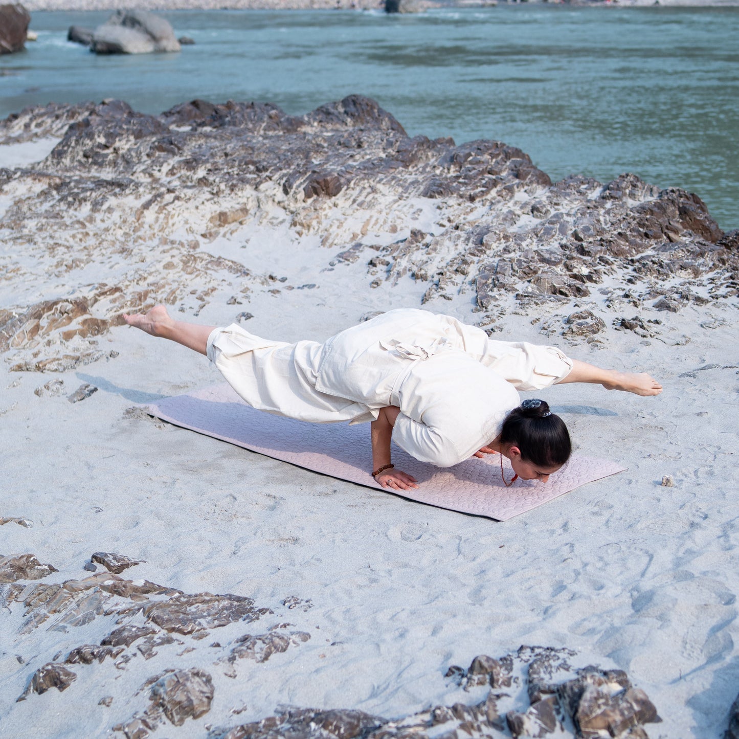 Women Cotton Yoga Pants White -Chakra