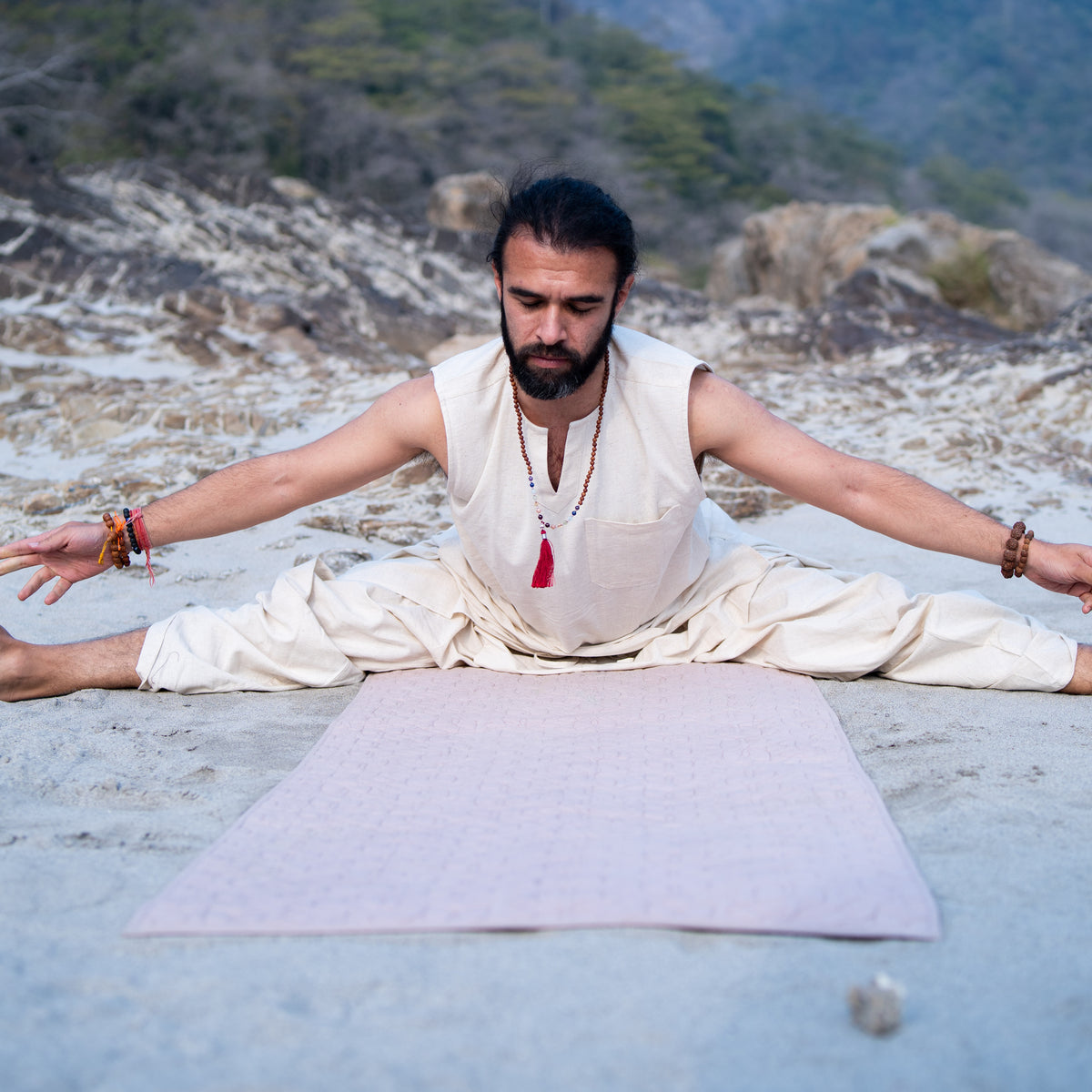 Men Cotton Yoga Pants White -Rajas — view 13