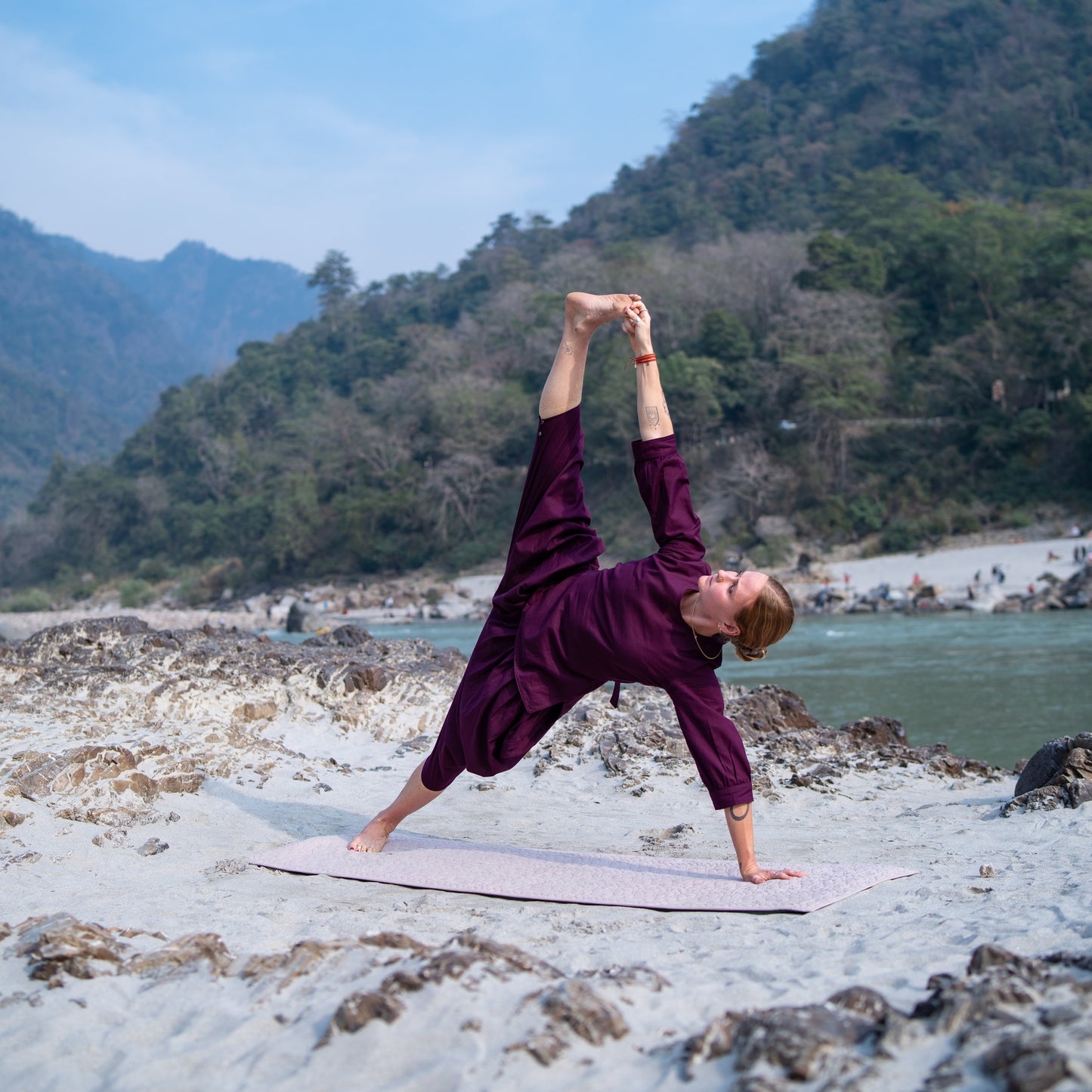 Women Cotton Yoga Pants and Yoga Top Set Purple -Buddhi