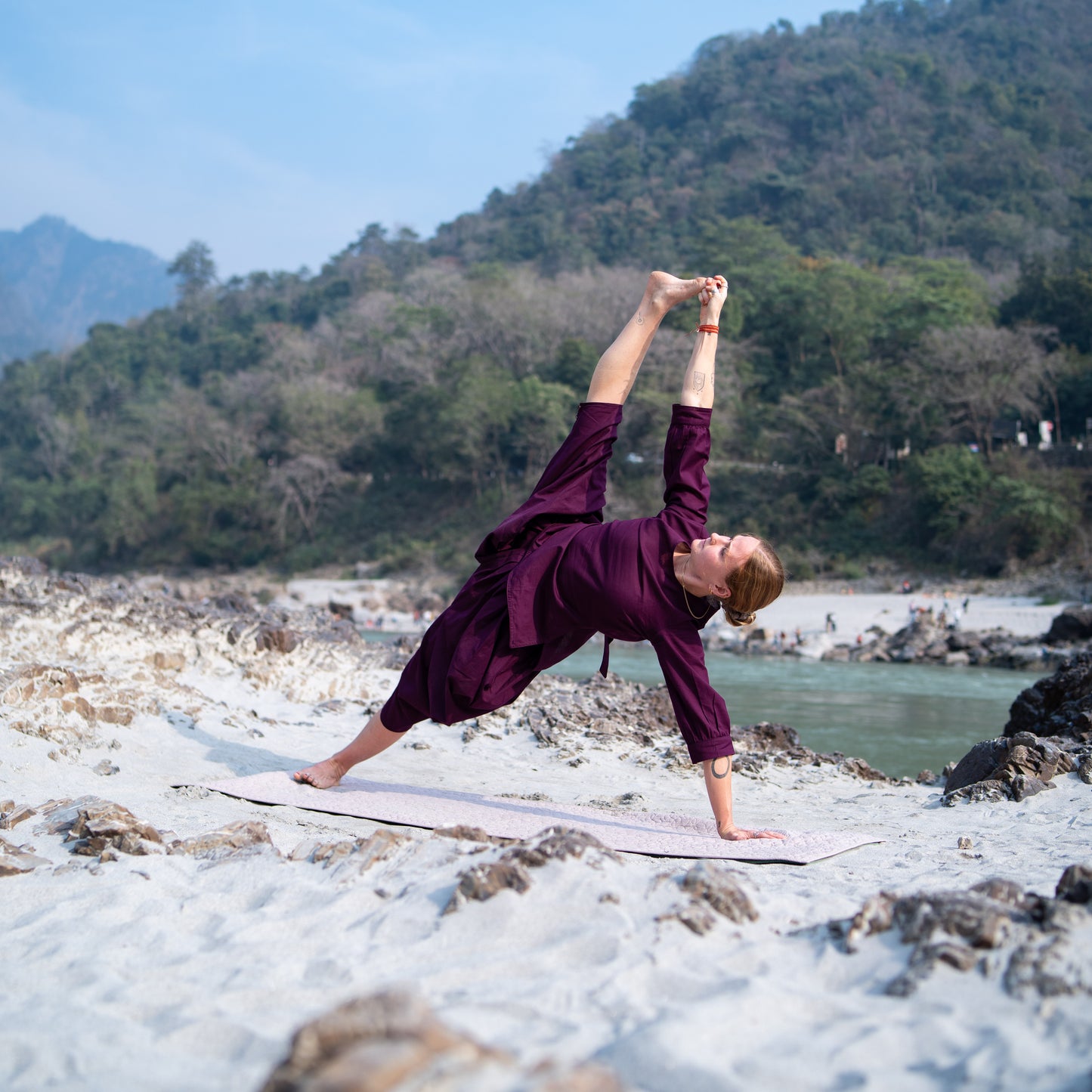 Women Cotton Yoga Top Purple -Buddhi