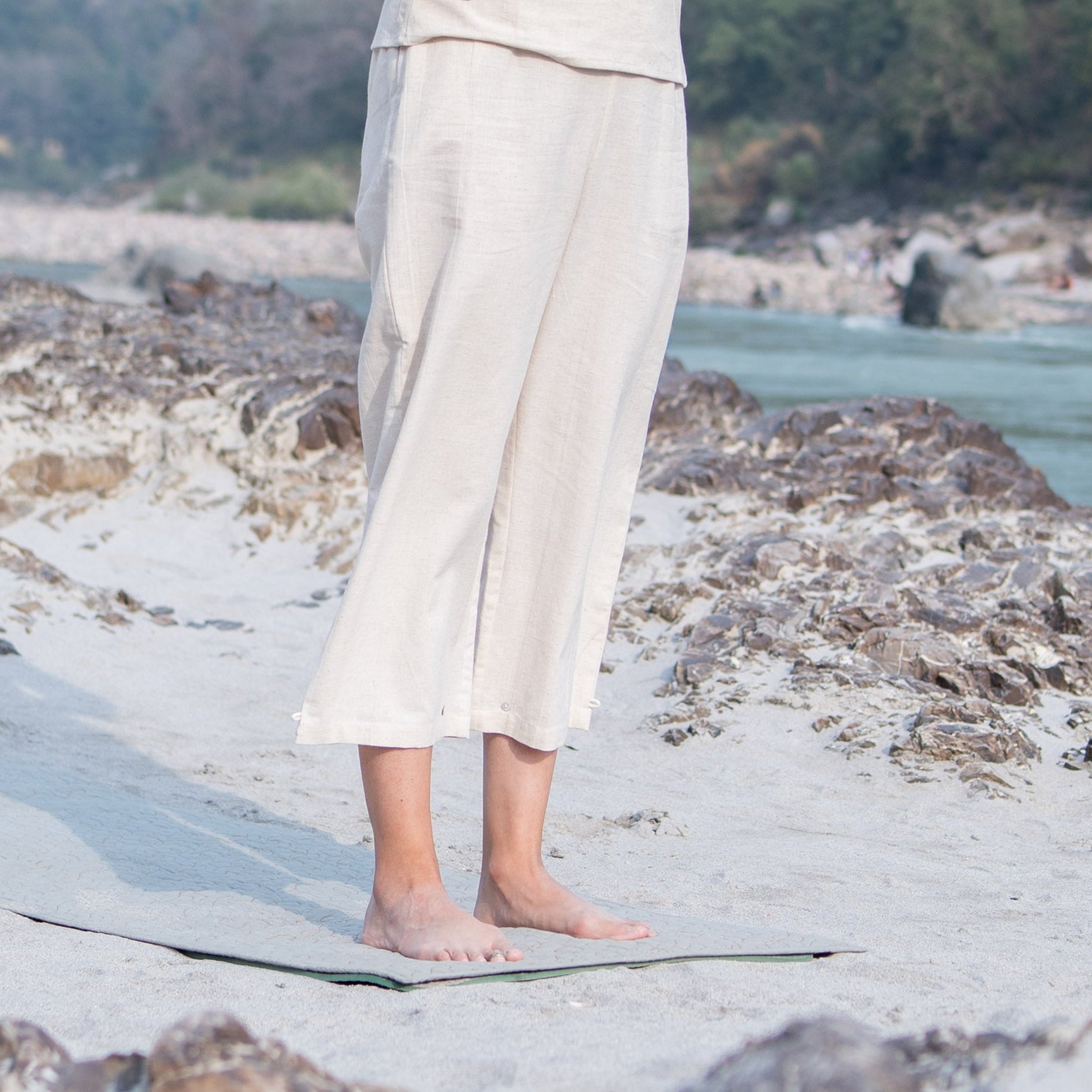 Women Cotton Yoga Pants White -Chandra |AKISO
