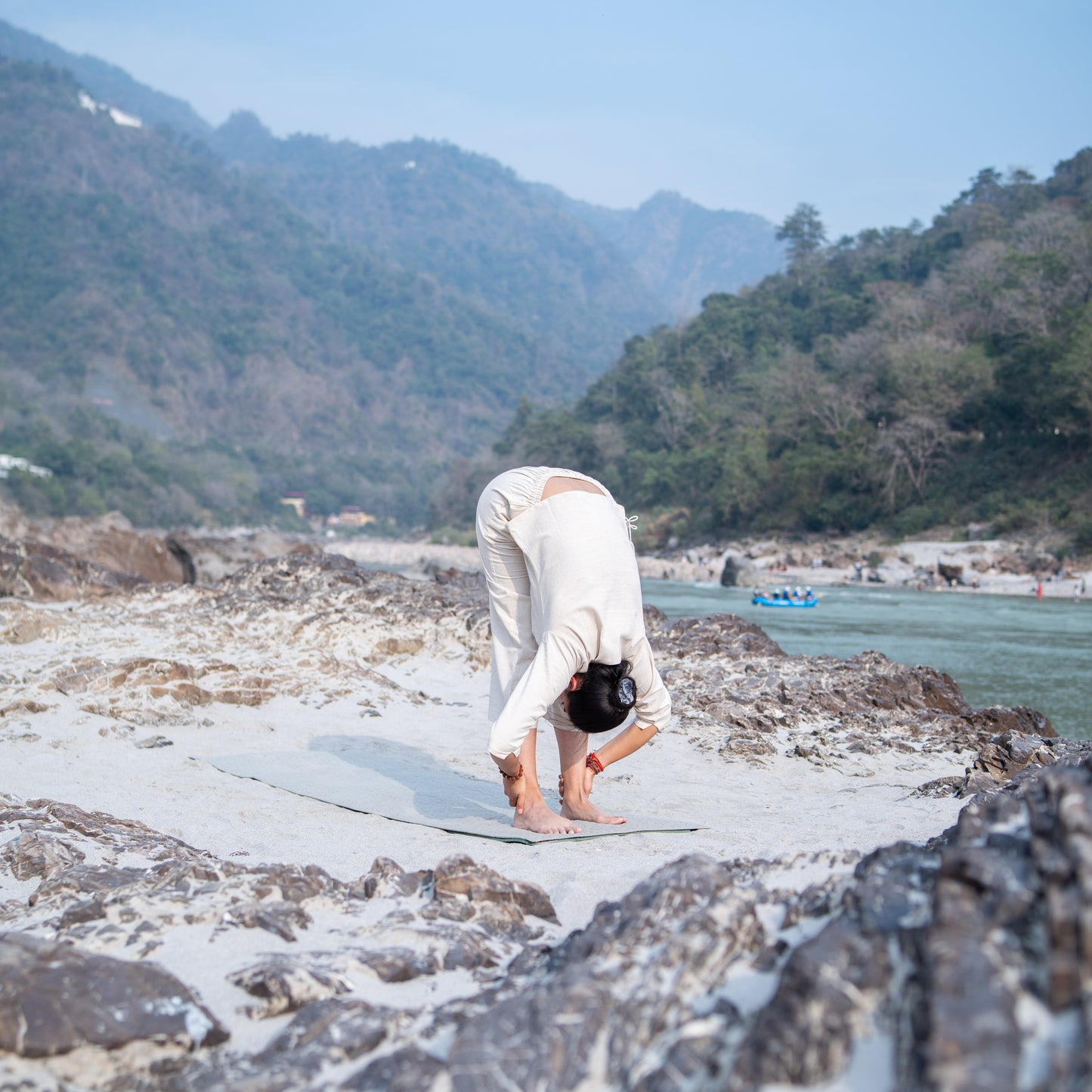 Women Cotton Yoga Pants White -Chandra