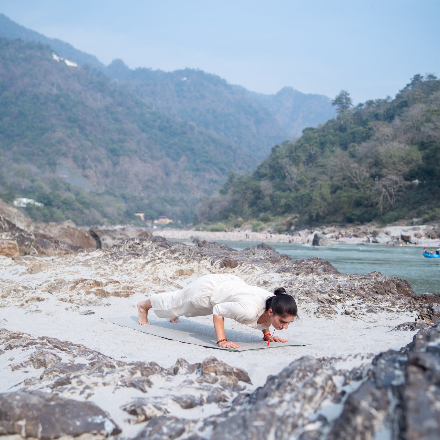 Women Cotton Yoga Pants and Yoga Top Set White -Chandra