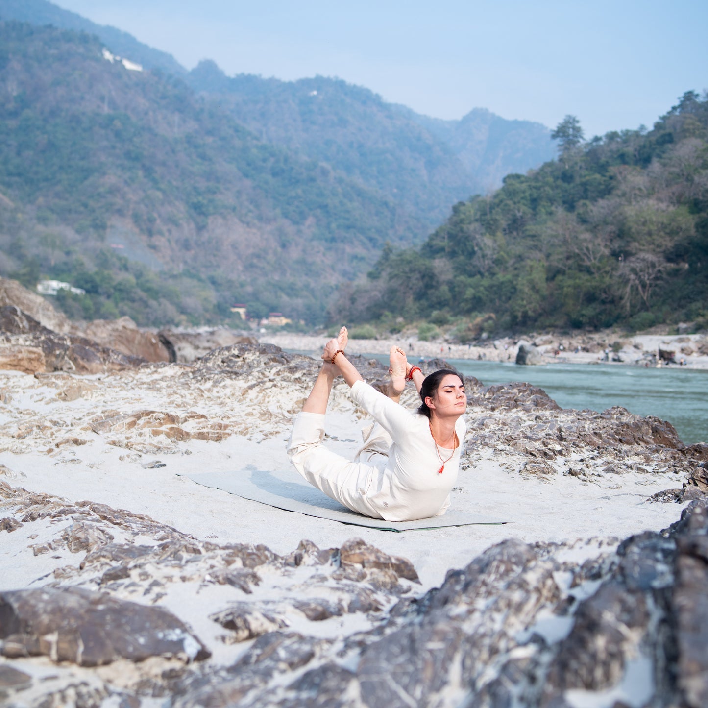 Women Cotton Yoga Pants White -Chandra