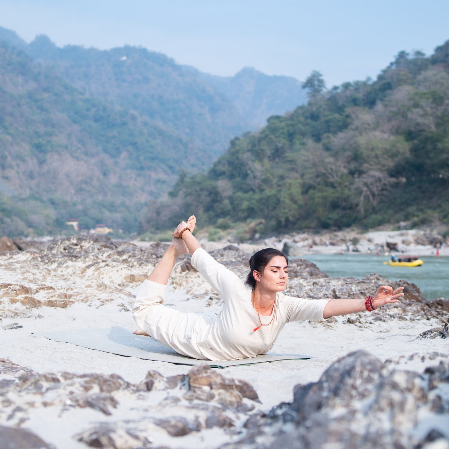 Women Cotton Yoga Pants White -Chandra