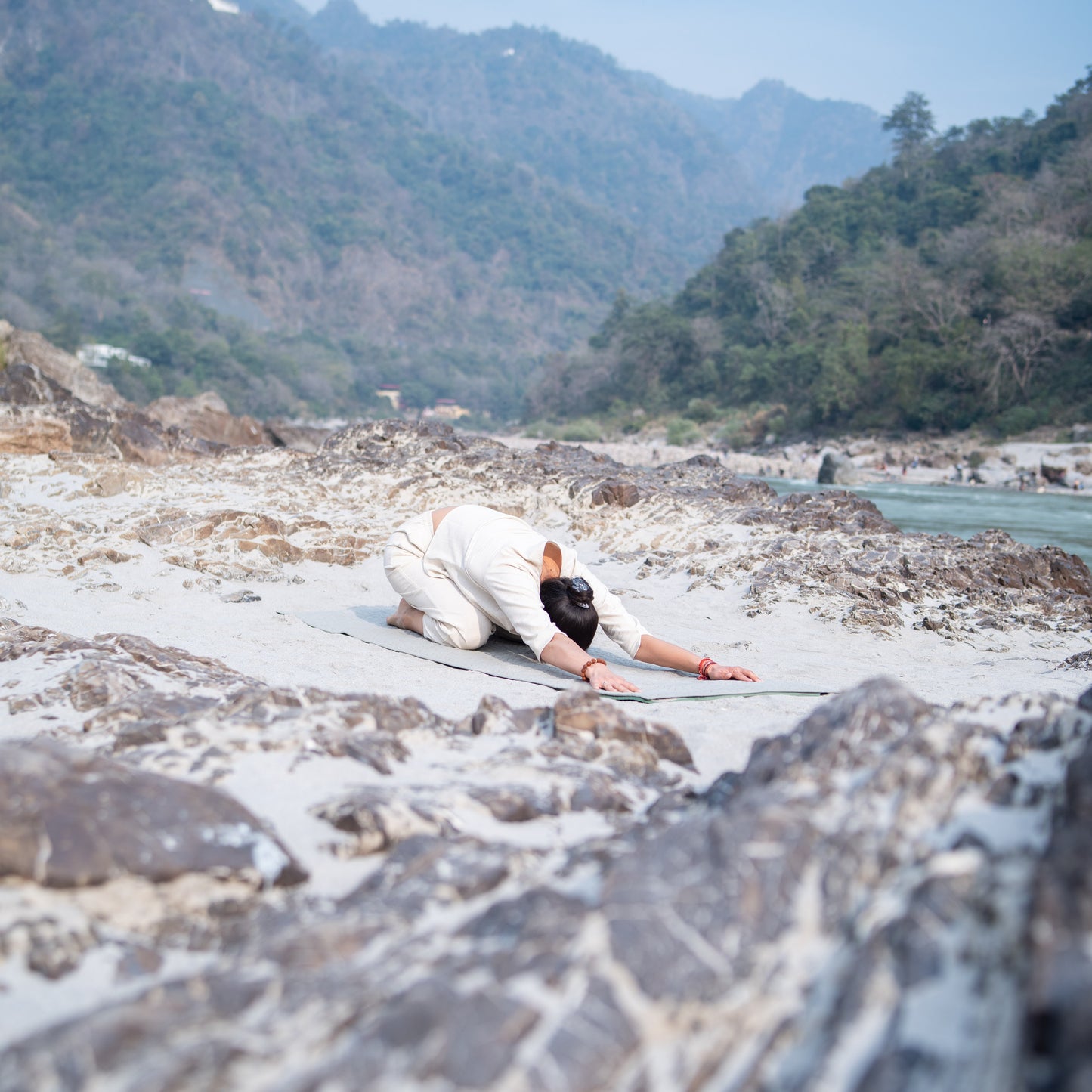 Women Cotton Yoga Pants White -Chandra