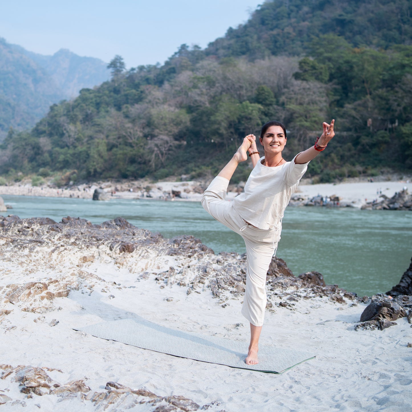 Women Cotton Yoga Pants White -Chandra