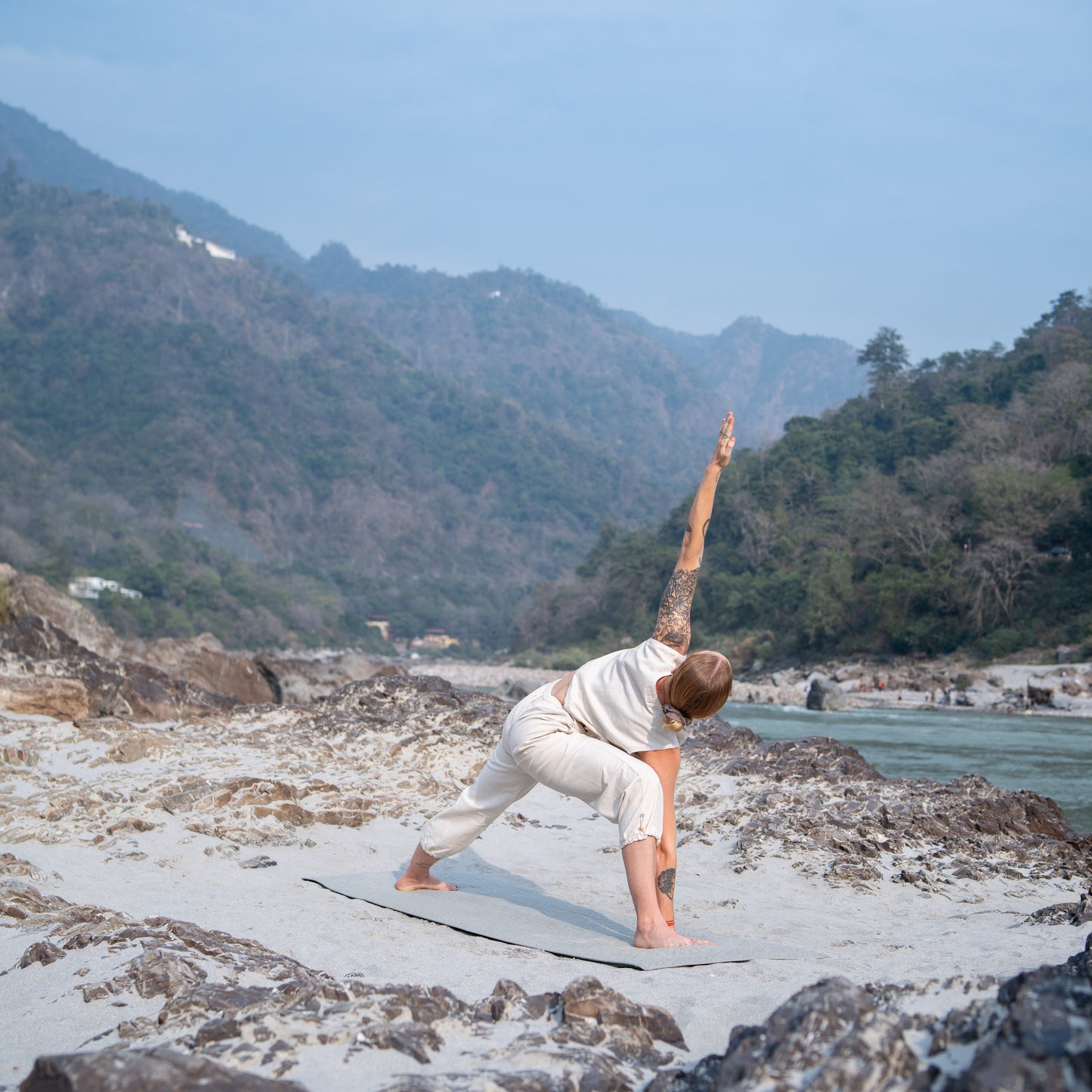 Women Cotton Yoga Pants and Yoga Top Set White -Ananda