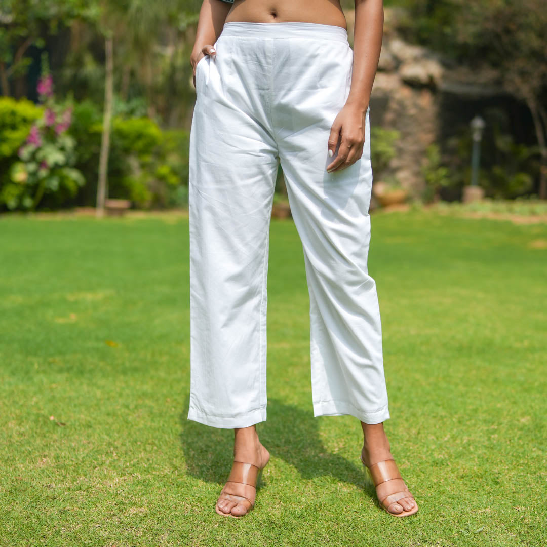 White Straight Pants
