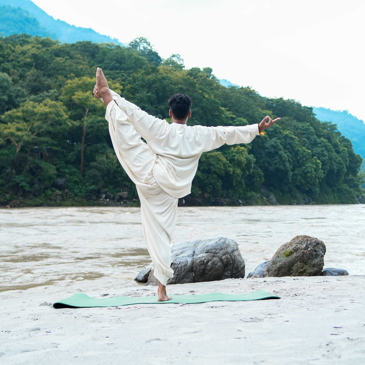 Men Cotton Yoga Pants White -Prithvi — view 10