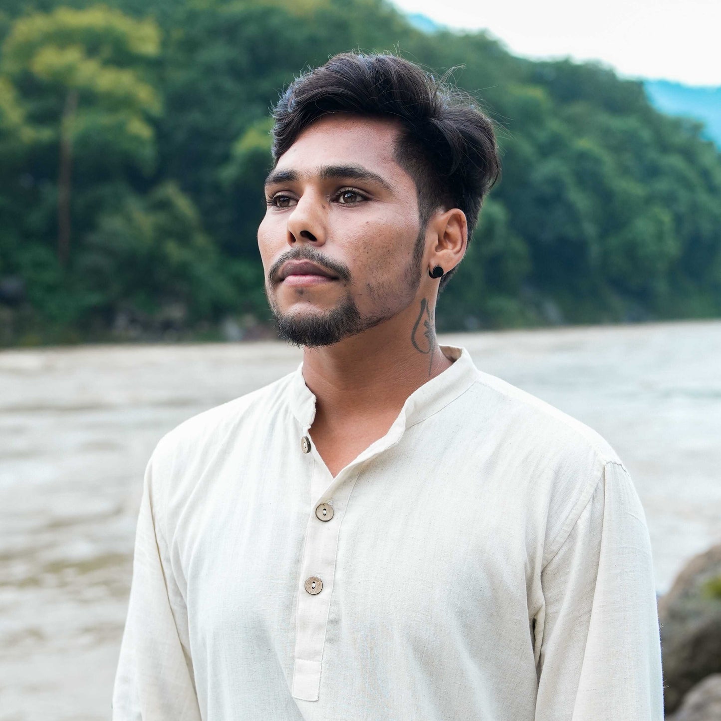 Men Yoga Pants and Yoga Top Set White -Prithvi